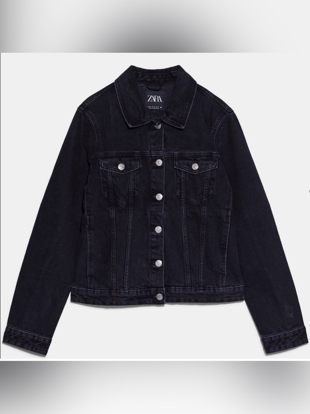 ZARA Black Denim Trucker Jacket - Size M